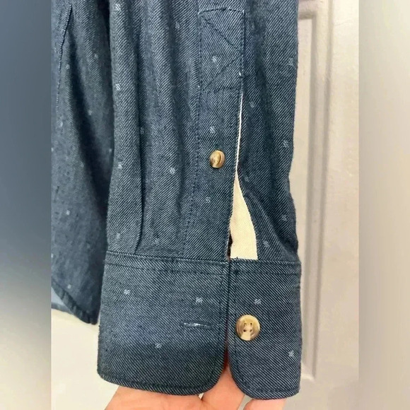 Vans Long Sleeve Button Front Shirt Pocket Blue Tailored Fit Dress Casual Mens M - Picture 3 of 7